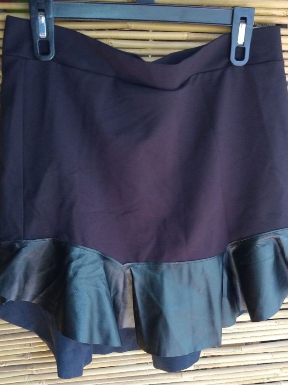 Chelsea Sky XL WhimseyGoth Leather Look Trim Mini Skirt Plus in Black
